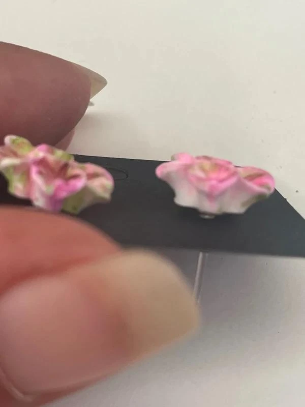 Pink and green Sakura earrings – photo 2
